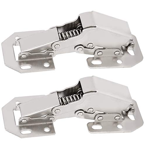 Bisagras de Gabinete de 2 Uds, Bisagra de Puerta de Cierre Suave en Forma de Puente sin Agujero de Perforación Herrajes para Muebles de Puerta de Armario con Tornillos