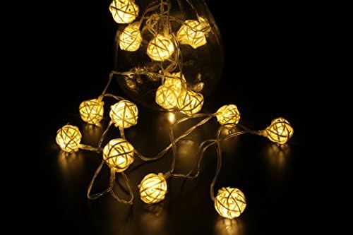 String Lights,T0118 DZ Battery Operated 16 LEDs on 8 Ft,Rattan Ball Suites