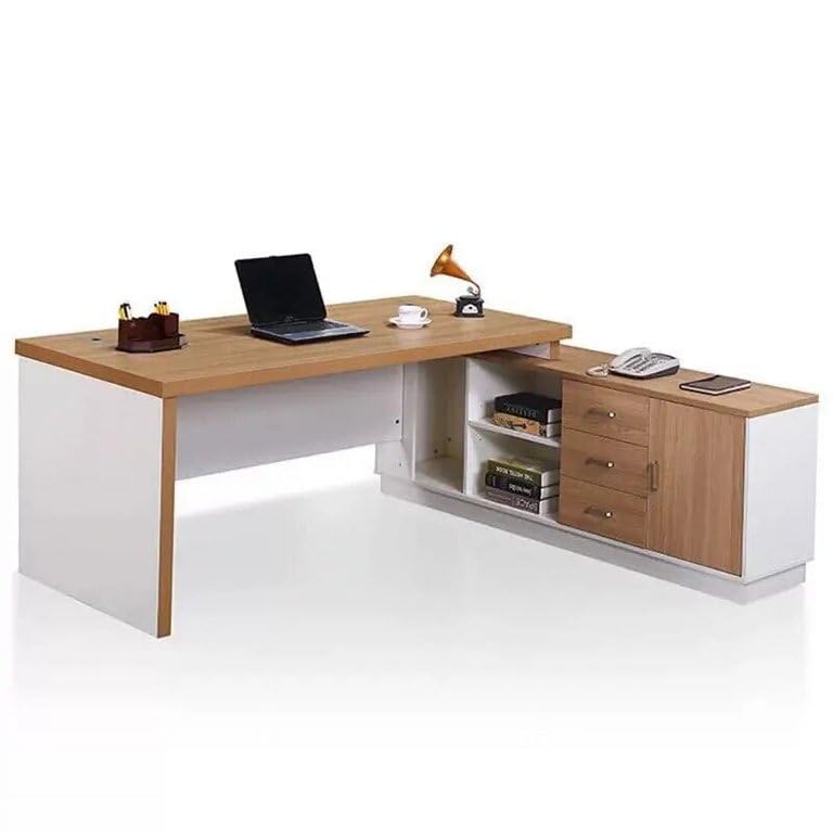 Image of Director & Executive for Office Desk Made in Particle Board with 2 Drawer & Storage, Openable Shutter, Side Unit Working Table 5-Year Warranty & Free Assembly (SCL-445)