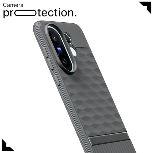 Image of Pikkme Back Cover for Vivo X200 Fe 5G Camera Protection 3D Hexa Cube Design Silicone Protective Bumper Case (Grey)