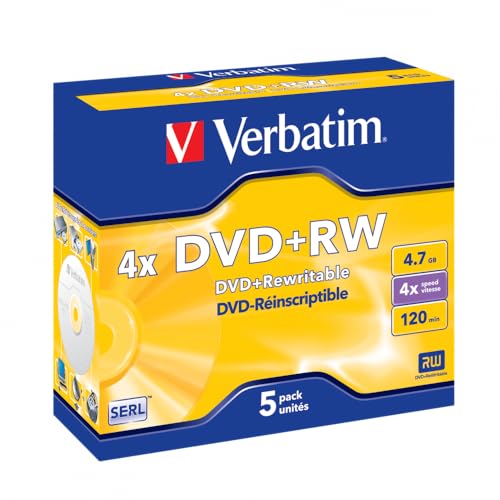 Verbatim Boîte de 5 DVD + RW 4 x 4,7 Go
