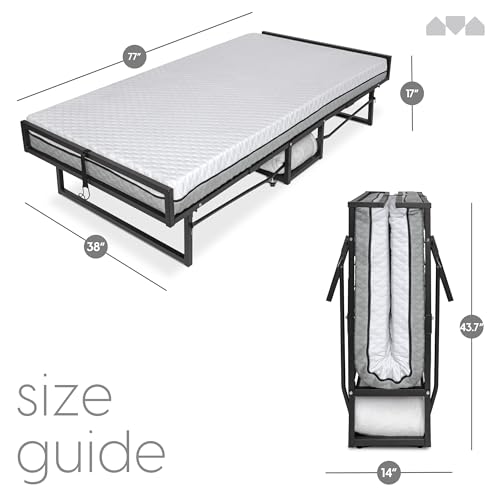 Milliard Deluxe Presidential Folding Bed with Mattress for Adults, Twin Size, Portable Foldable Bed with Bonus Pillow and Blanket Included, 77” x 38", Fold Up, Roll Away, & Hideaway