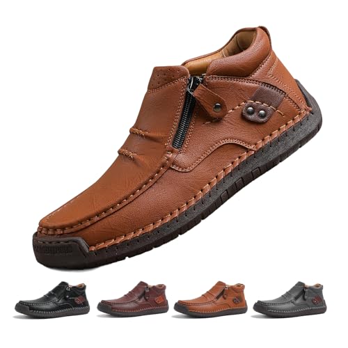 The First Young Shoes Men,The First Young Driving Boots Men,Men’s Handmade Premium Leather Slip-On Driving Boots Travel Outdoor