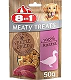 8in1 Meaty Treats - Golosinas para Perros liofilizadas de Pato, 100% Carne, sin Cereales y sin azúcar, Bolsa de 50 g