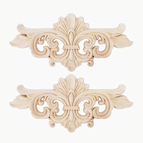 2 Stücke Blume Geschnitzte Lange Onlay Applique Carving Aufkleber Möbel Tür Dekoration(16 * 7.5CM)