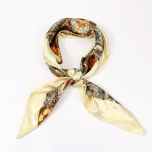 35" Large Square Satin Head Scarf Silk Accessories Classic Patterned Squares Beach Bandanas for Women4