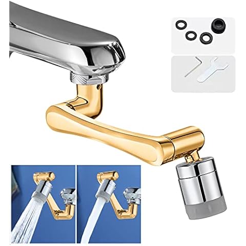 Tap Aerator 1080° Rotating Tap Aerator with 2 Spray Functions, 22 mm Internal Thread and 24 mm Male Thread Swivel Tap Extension Attachment for Kitchen Bathroom (1 PC) Cover