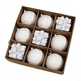 Juego de nueve bolas de espuma coloridas para colgar en tamaño de 8 cm, perfectas para fiestas (blanco)