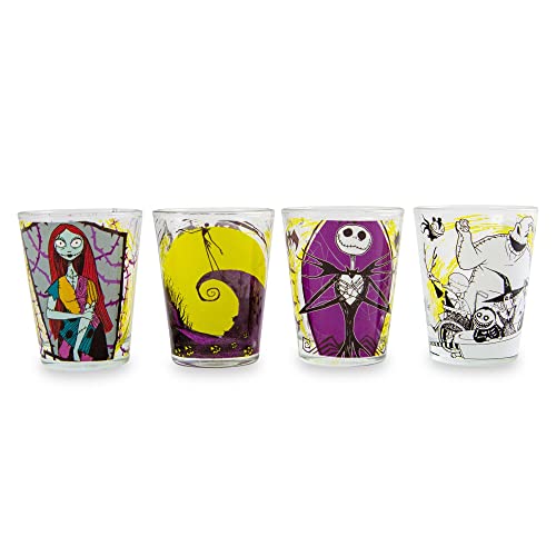 Silver Buffalo Disney Nightmare Before Christmas Featuring Oogie Boogie, Sally, and Jack Skellington 4 Pack Mini Glasses, 1.5 Ounces