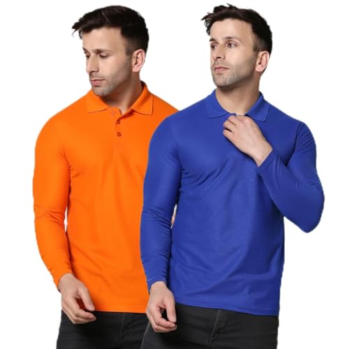 Image of INKKR Full Sleeve Men's Solid Polo Neck T-Shirt Combo