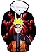 OLIPHEE Naruto 3D Fanáticos Impresión Anime Sudadera con Capucha Deportivo Sasuke Uzumaki Japones Niños Chicos Popular Rojo Uzumaki-XL