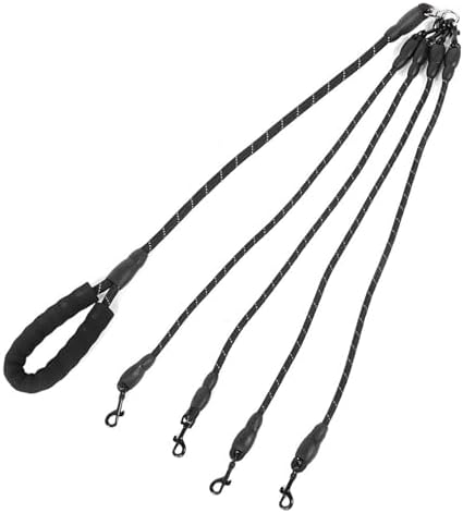 Fabater Dog Traction Rope 4 Ways, Outdoor Walking Pet Lead with Foam Handle, Nylon Rotating Metal Buckle, Heavy Duty Control Leash for Small Dog Cat, 4.9ft Black (Stainless Steel) — view 7