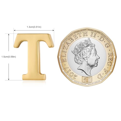 Image of HONEY BEAR Mens Womens Initial Alphabet Letter Lapel Pins Collar Badge Brooches for Business Wedding Graduation Gift Matte Gold 0.59 inches