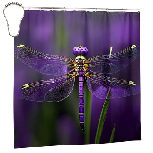 Rideau de douche libellule violette imperméable 183x183cm - 3