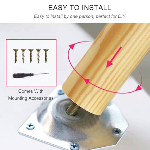 Patas de madera para muebles, juego de 4 patas oblicuas de 15 cm para mesa de café y sofá 6