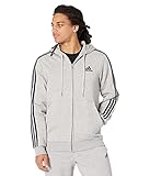 Adidas Men's Standard Essentials Fleece 3-Stripes Full-Zip Hoodie, Medium Grey Heather