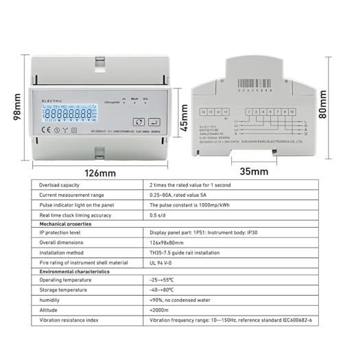 Compteur d'énergie bidirectionnel triphasé Modbus RTU WiFi 230/400VAC