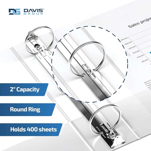 Image of Easyview 3-Ring Binder, Clear-View Cover, 2 inch Round Rings, White, 12 Pack | Heavy-duty binder, fits 8.5 inch x 11 inch paper, customizable cover, made in Canada, ideal for school or office use