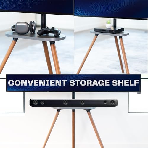 Support TV trépied sans perçage pour écran 65 pouces avec rangement - 7