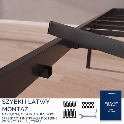 Ramka łóżka Dreamzie 140×200 z podstawą – Podstawa 140×200 z nogami – Wysokość 25 cm – Solidna konstrukcja, łatwy montaż i miejsce do przechowywania
