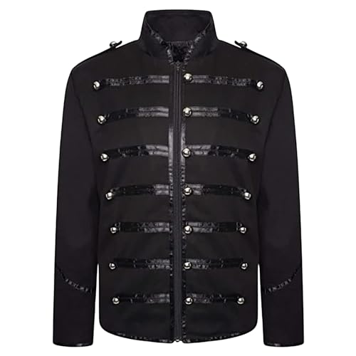 Mens Steampunk Gothic Jacket Gold Hussar Parade for Emo Punk and Military Drummer Style Gothic Clothing