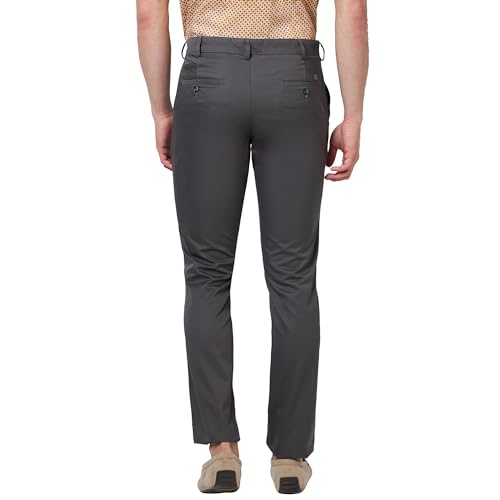 Image of Colorplus Men's Pure Cotton Solid Piece Dyed Pattern Contemporary Fit Flat Front Casual Trouser