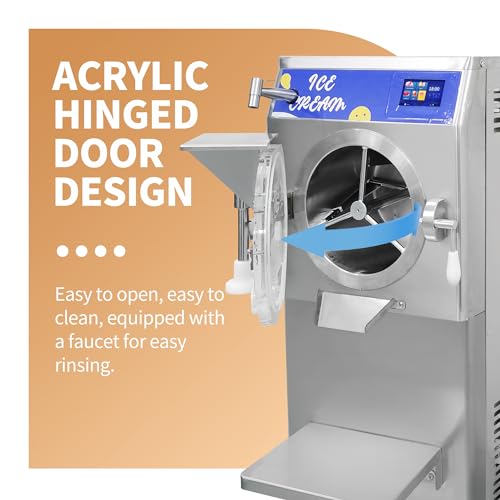 16 Gal/H Commercial Gelato Hard Ice Cream Machine, Italian Ice Cream Maker Machine, Electric Sorbet Maker Machine with Sprayer, 5 Programs, for Gelato, Italian Ice, Sorbet, Hard Ice Cream, Slush