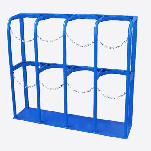 Oxygen Cylinder Rack, Durable Fixed Shelf with Safety Chains, Floor Mountable Bracket for Medical Tanks, Universal for Home Use