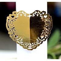 Duories Lot De 30 Ronds De Serviette En Papier Avec Cœur - Pour Décoration De Table, Mariage, Dîner, Anniversaire, Fête, Noël, Décoration De Table, Blanc