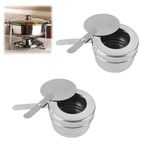 2 PCS Récipients à Pâte Combustible Brûleur d'alcool pour Fondue avec Couvercle Supports de Carburant en Acier Inoxydable Détachable Brûleur À Fondue à Alcool pour Barbecue Fête Buffet Camping Café