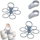 XUTONG Getränkehalter, 2 Stück, 6-Fach Becherträger Faltbar, Tragbarer Mehrfachträger für Becher bis 7 cm, Grau