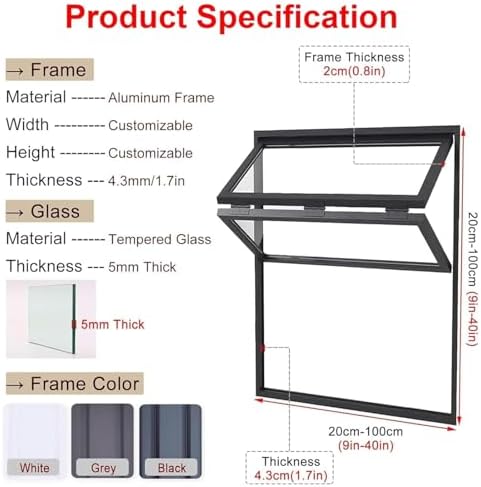 Concession Window Aluminum Alloy Food Truck Service with Horizontal Sliding Screen Windows,Aluminum Double Hung Windows,Flush Mount Concession Stand Serving Window Door,5 Mm Tempered Glass C