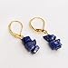 Gempires Blue Lapis Lazuli Crystal Dangle Earrings September Birthstone Gemstone Jewelry Hypoallergenic Gold Plated Lightweight Dangling Western Fashion Jewelry