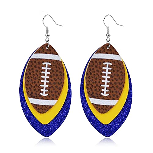 CHUNYANAN Unique Fashion Sequined Leather Football Dangle Drop Earrings for Women Sparkly Charm Tassel Football Earrings Jewelry Gift