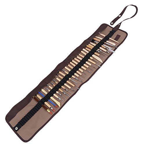 Haofy Kit de Cuchillos para Tallar Arcilla, 30 Piezas de Herramientas de Arcilla Polimérica con de Madera y Bolsa de Tela Enrollable para Esculpir y Dar Forma a Detalles en Pintura Artística,