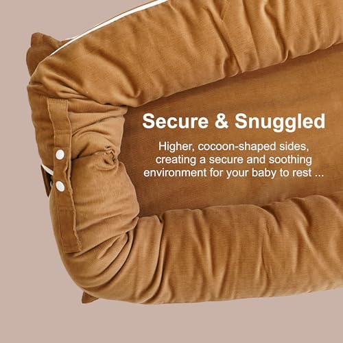 Image of Deluxe Lounger Cover | 100% Cotton Baby Lounger Extra Cover for Dockatot Deluxe | Hypoallergenic Infant Baby Nest Replacement | Cover Only (GoldenBrown Corduroy)