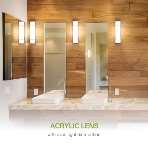 Image of ASD LED 24 inch Vanity Flush Mount Light Fixture, Linear Bathroom Lighting Bar | 3CCT, Dimmable, ETL Listed | 25W 2600LM 3000-5000K 100-277V | Long Tube Bath Wall Sconce Over Mirror | Nickel, 4 Pack