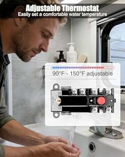 RV Water Heater Electric Conversion Converts RV LP Gas Water Heater to 120V Electricity, 6 Gallon Capacity Hot Water Hybrid Heat Kit Fit for Suburban Atwood Water Heater