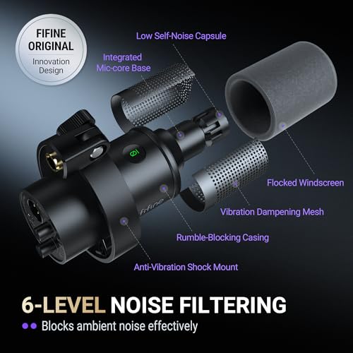 Image of FIFINE Dynamic Microphone, XLR /USB Podcast Recording for Vocal Streaming Voice-Over Gaming, Metal Mic with Mic Mute, Headphone Jack, Monitoring Volume Control, Windscreen-Amplitank K688 Grey | Streaming Studio Metal Mic with Mute, Headphone Jack, Monitoring Volume Control, Windscreen, for Vocal Voice-Over Gaming