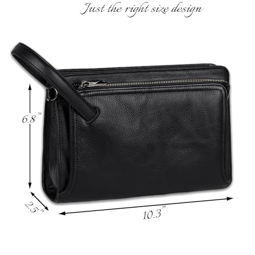 Leather Clutch for Men - Wrist Bag - Men's wallets - Wrist Bag - 10.3x6.8INCH - Includes dustproof gift bag3