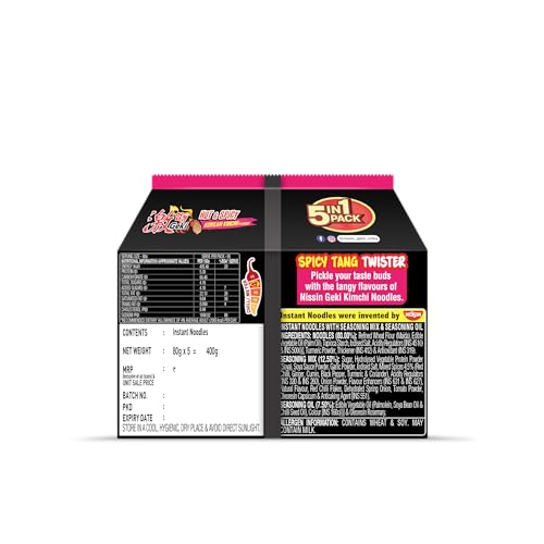 Image of Nissin Geki Korean Ramen Spicy Kimchi Instant Noodles 5 in1, 400gm