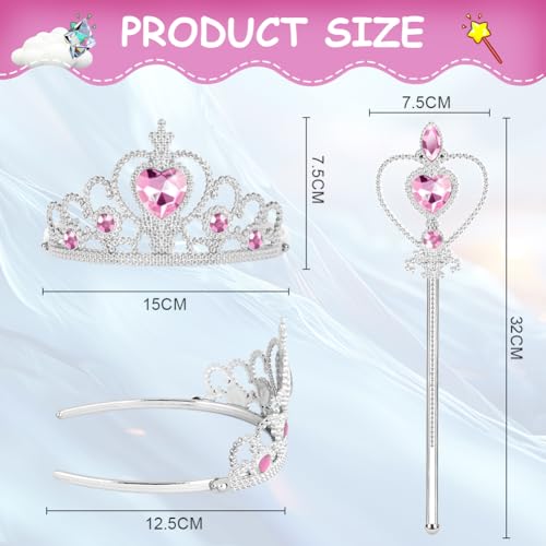 HOTUT Prinzessin Verkleiden,Prinzessin Zubehör Set,Eiskönigin Krone und Zauberstab mit Licht,Prinzessin Dress Up,Mädchen Dress up Zubehör für Party, Cosplay（Rosa）
