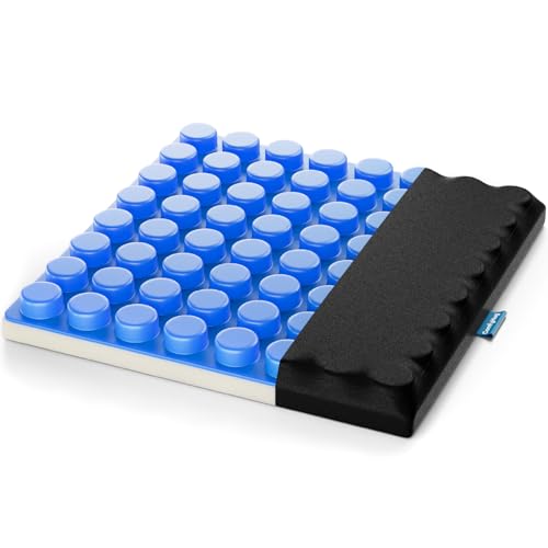 Image of ComfyHug Gel Seat Cushion - Grid Design for Tailbone, Sciatica & Hip Pain Relief | Soft, Pressure-Relieving & Cooling Support for Office Chair, Car, Home & Wheelchair Use (16x16, Black)