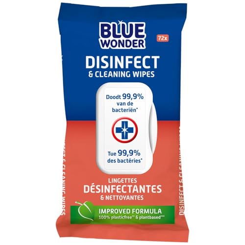 Blue Wonder Desinfectie Reinigerdoekjes, XL Pak, voor Harde Oppervlakken, Universele Reiniger, Antibacteriële Multifunctionele Wegwerpdoekjes – 72 Stuks