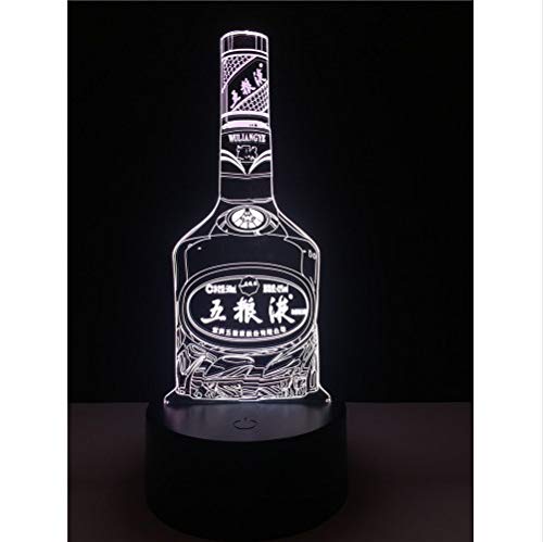 Preisvergleich Produktbild 3D Illusion Nachtlampe Chinesische Berühmte Likörwein Wuliangye-Flaschen-Steigungs-Nachtlic...