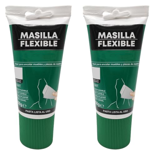 Acan Tradineur - Pack de 2 tubos de masilla flexible, encolar muebles y piezas de madera, soportes absorbentes, uso exterior, albañilería, bricolaje - 150 g
