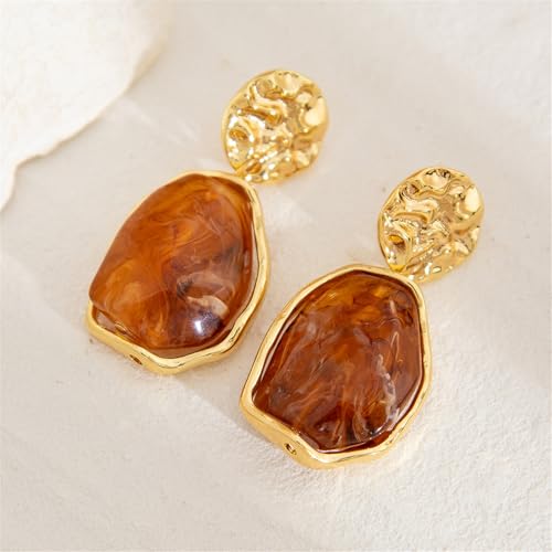 Irregular Crystal Dangle Earrings,Vintage Baroque Pearl Stud Melted Liquid Metal Wrinkle Drop Earring Geometric Statement Earrings for Women3