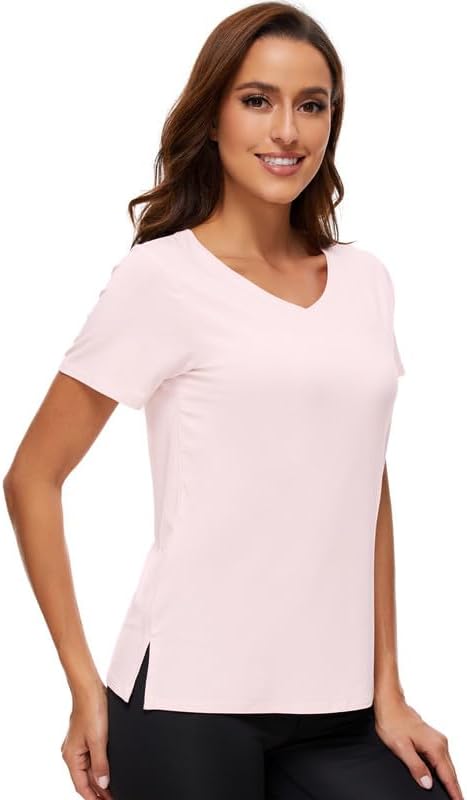 WiWi Viscose from Bamboo Pajama Tops for Women Super Soft Short Sleeve Tee V Neck Sleep Cooling T-Shirt Pjs Sleepwear S-XXL - Image 3