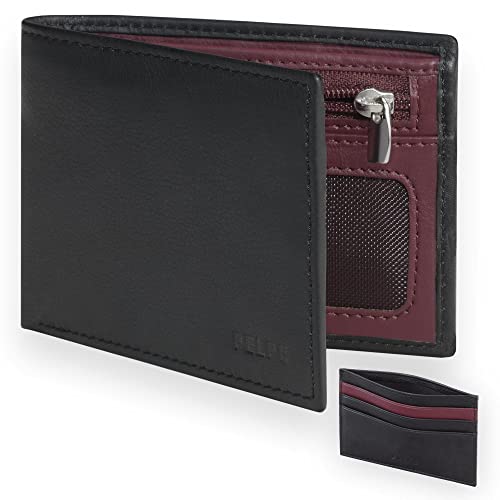 PELPE Cartera para Hombre con Monedero. Incluye aparte un Tarjetero Billetera Hombre Piel para Monedas.Billetera Negra Delgada de Cuero RFID Cover