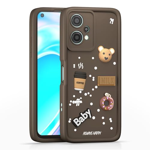 Image of Pikkme Back Cover for Oneplus Nord Ce 2 Lite 5G | Cute Fun Cartoon 3D Bear Silicone Full Body Protection Bumper Case (Brown)